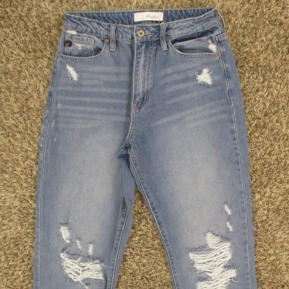 Kancan Jeans Women 27 Medium Wash Ultra High Rise 90s Boyfriend Distressed Denim - Picture 3 of 6